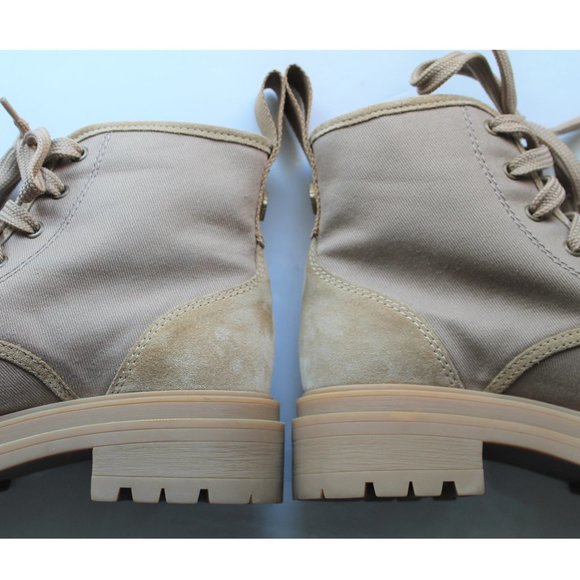 BA&SH Canastra Lace-Up Ankle Boots / Size 36 / Beige Leather Suede Combat - Picture 7 of 14